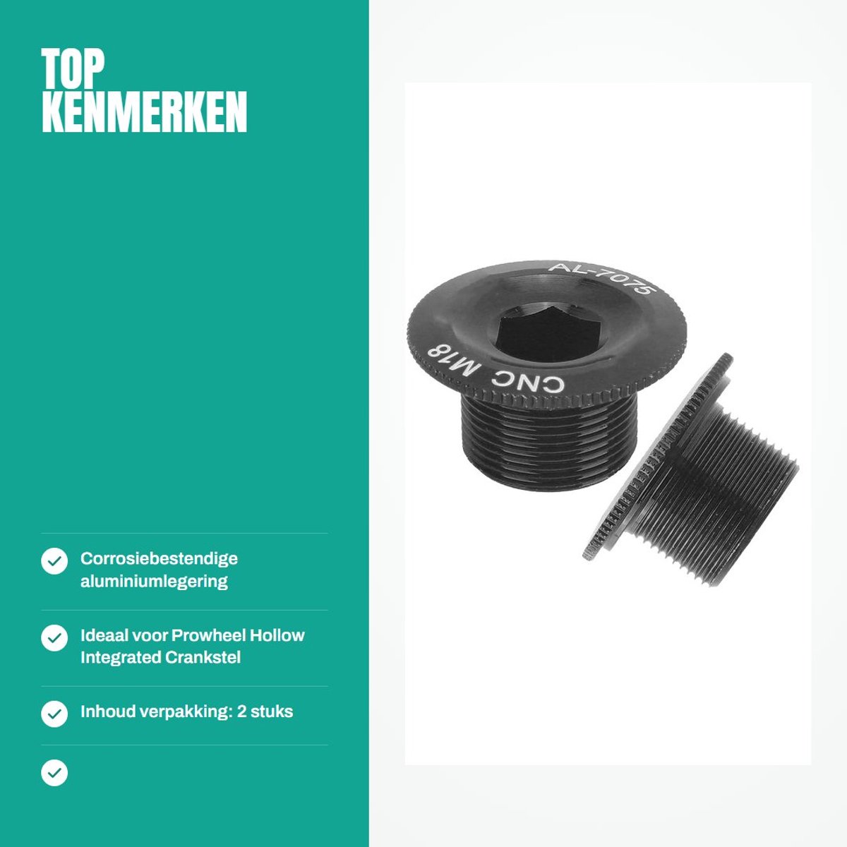 Dailygoods- Crankarmbouten 2 stuks - Aluminium - Corrosiebestendig - Fiets Onderdelen - Pedaaldoppen - Professionele Bevestiging - Fietsonderdelen Fiets kopen online