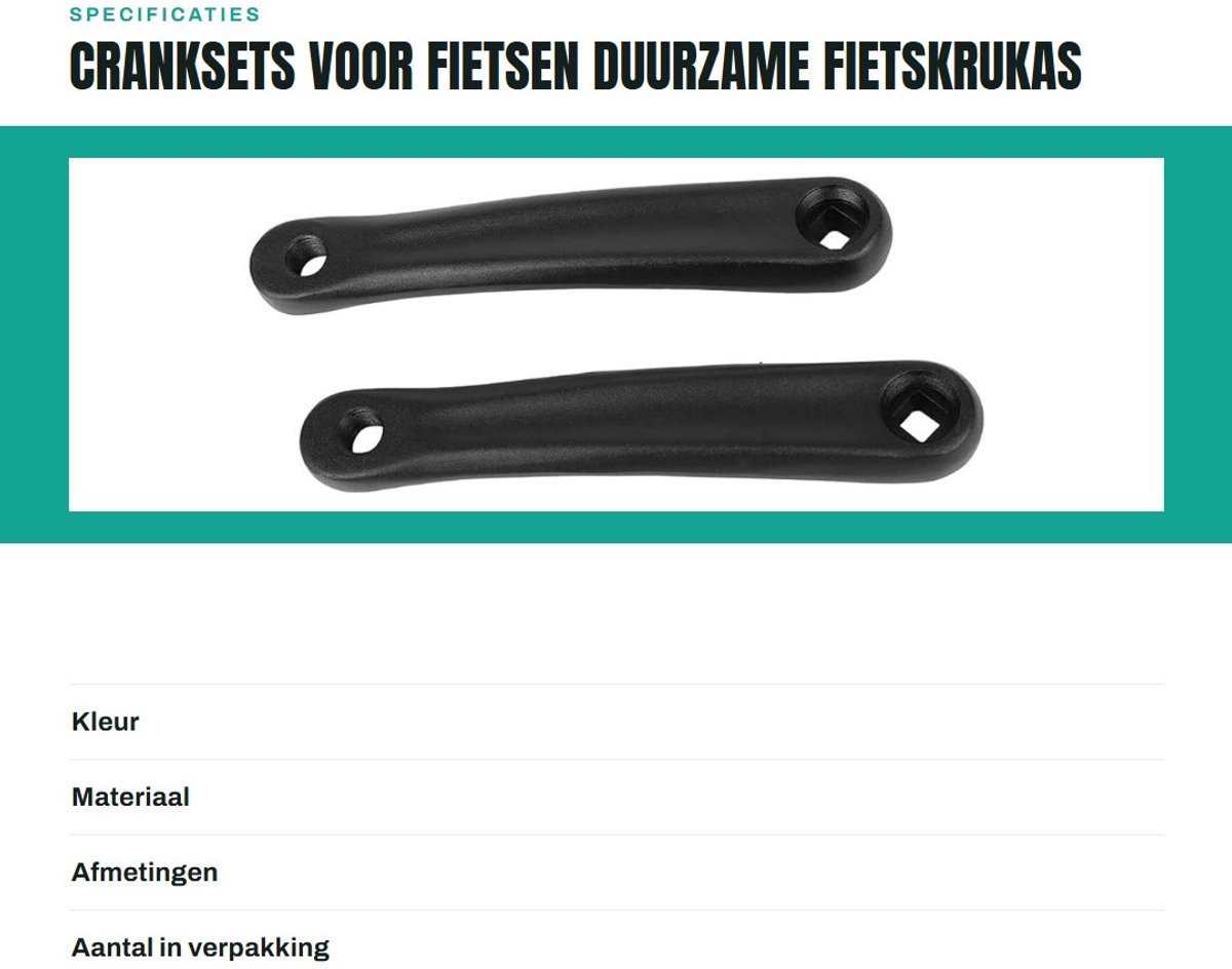 dailygoods crankset 180mm hoogwaardige materialen duurzaam lichtgewicht fietskrukas krukarm geschikt voor bmx en elektrische fietsen krukarmen