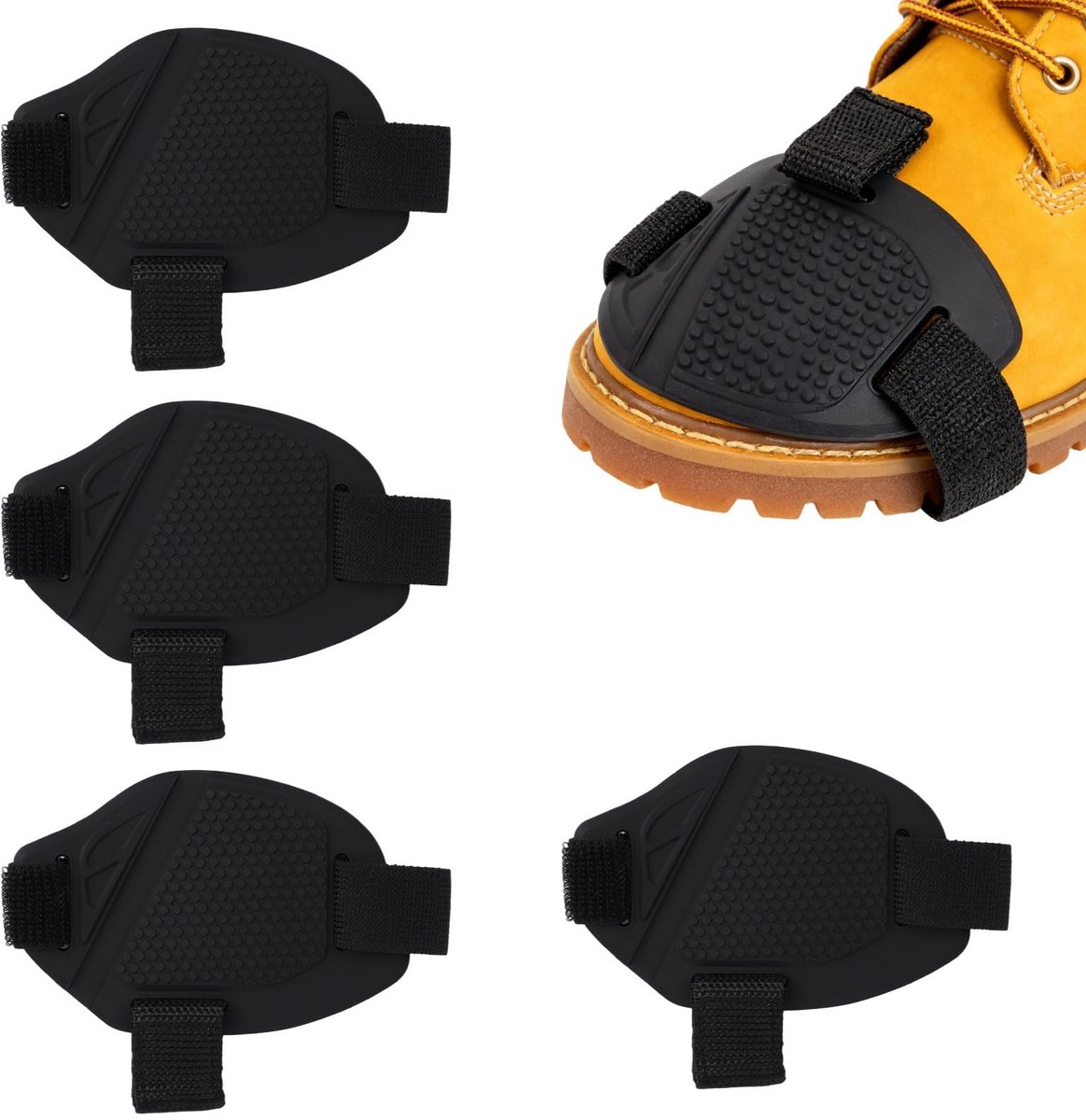 dailygoods motorschoenbeschermers 4 stuks verstelbare antslip schoenovertrek koppelingspook bescherming zwart pvc 12x8cm afmetingen schoenbeschermers
