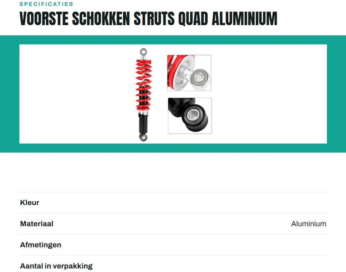 dailygoods schokdemper hoogwaardige aluminiumlegering schokdempers atv quad buggy scooter 305mm lengte vering