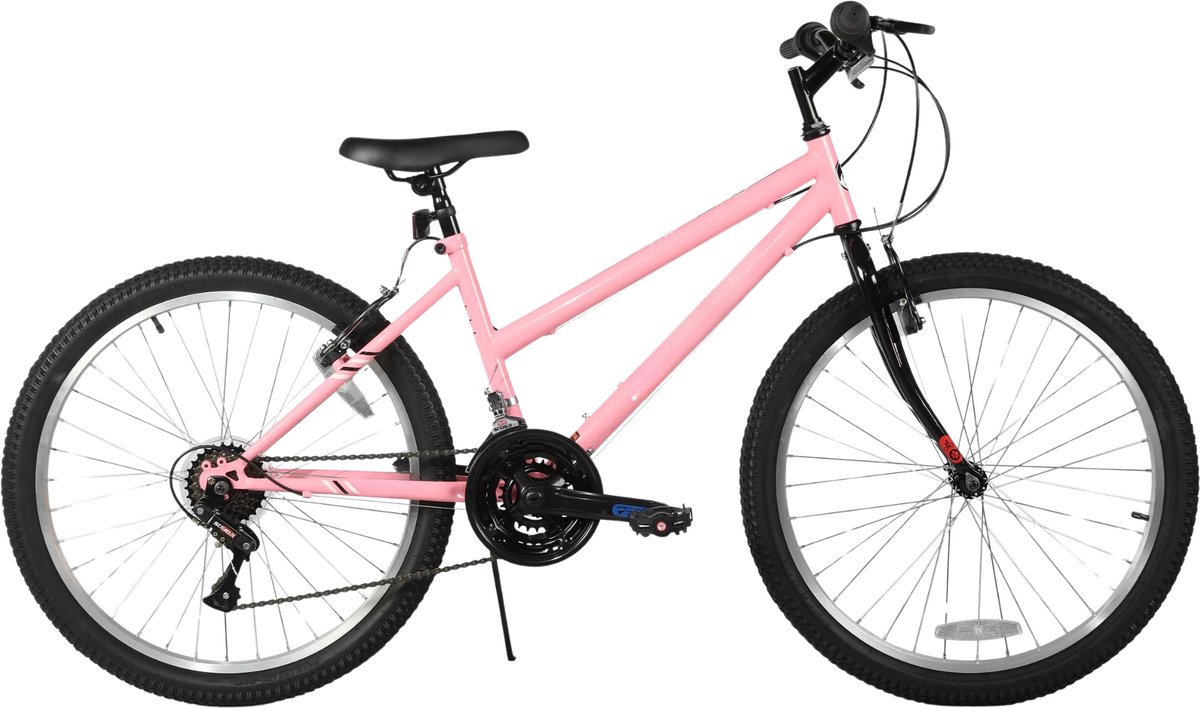 dames mountainbike 61 66 cm voor volwassenen voor woon en sportief gebruik op trail en weg met 18 versnellingen en hardtail ontwerp roze aluminium frame