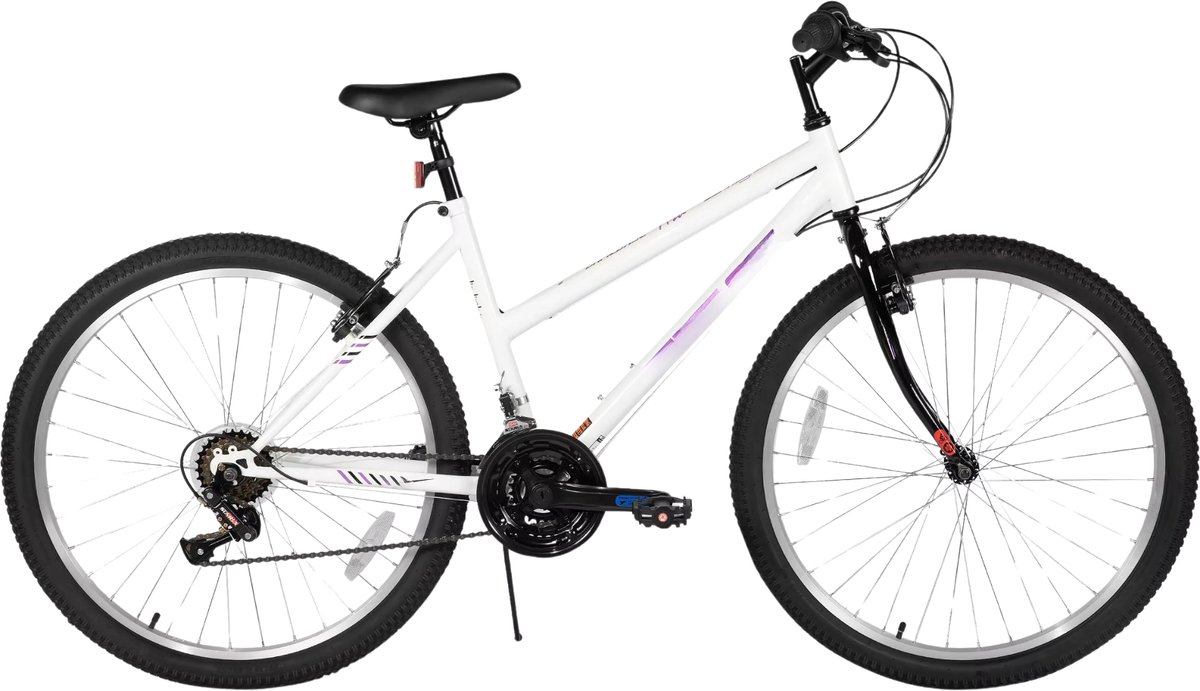 dames mountainbike 61 66 cm voor volwassenen voor woon en sportief gebruik op trail en weg met 18 versnellingen en hardtail ontwerp wit aluminium frame