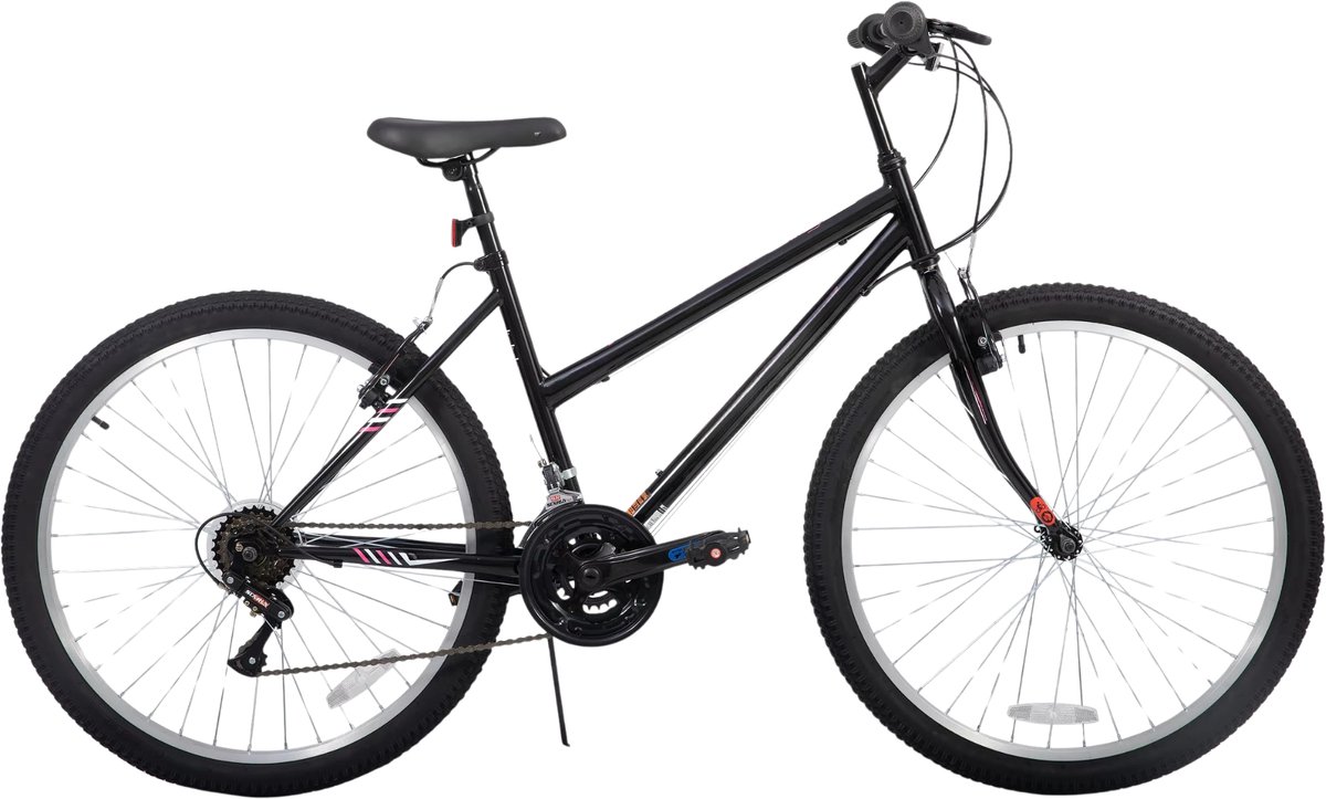 dames mountainbike 61 66 cm voor volwassenen voor woon en sportief gebruik op trail en weg met 18 versnellingen en hardtail ontwerp zwart aluminium frame
