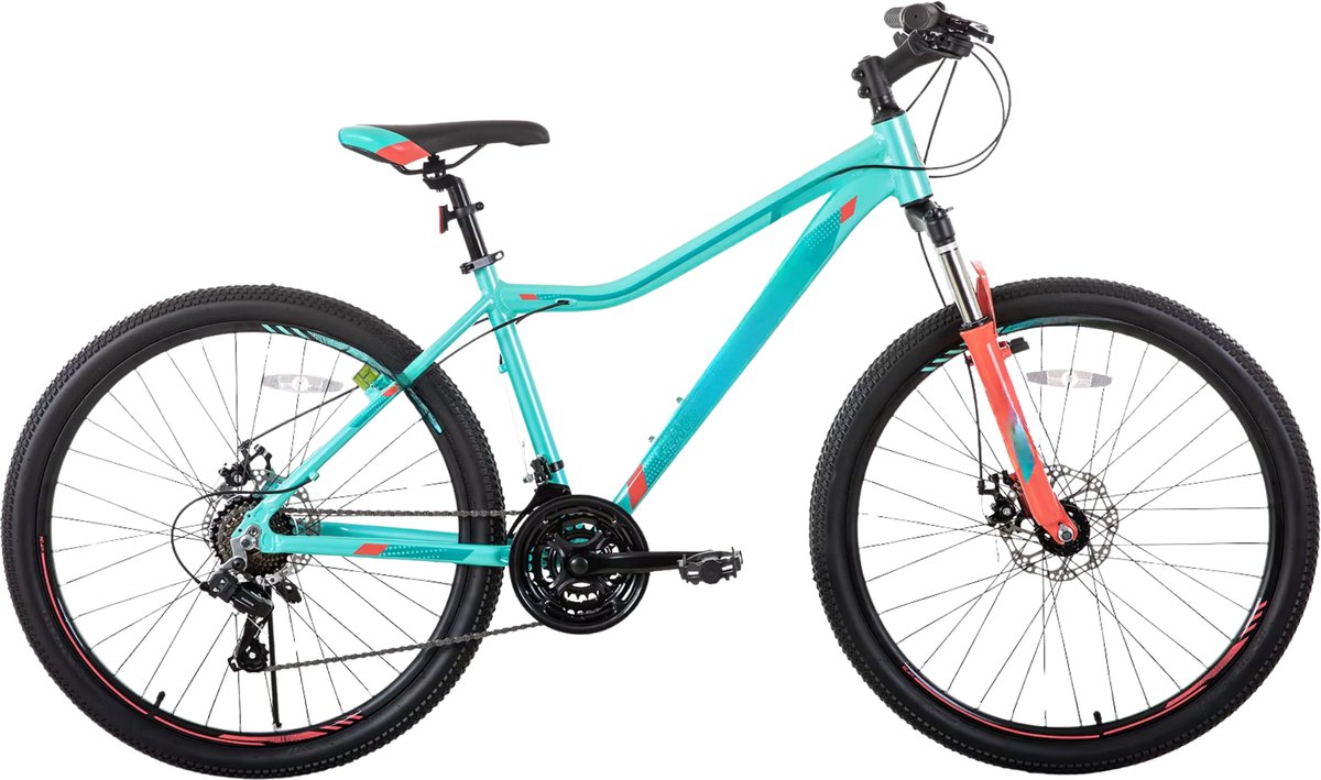 Dames mountainbike – Voor volwassenen – 21 versnellingen, vergrendelbare verende vork, dubbele schijfremmen, aluminium frame – Groen, 51/66/69 cm Fiets kopen online