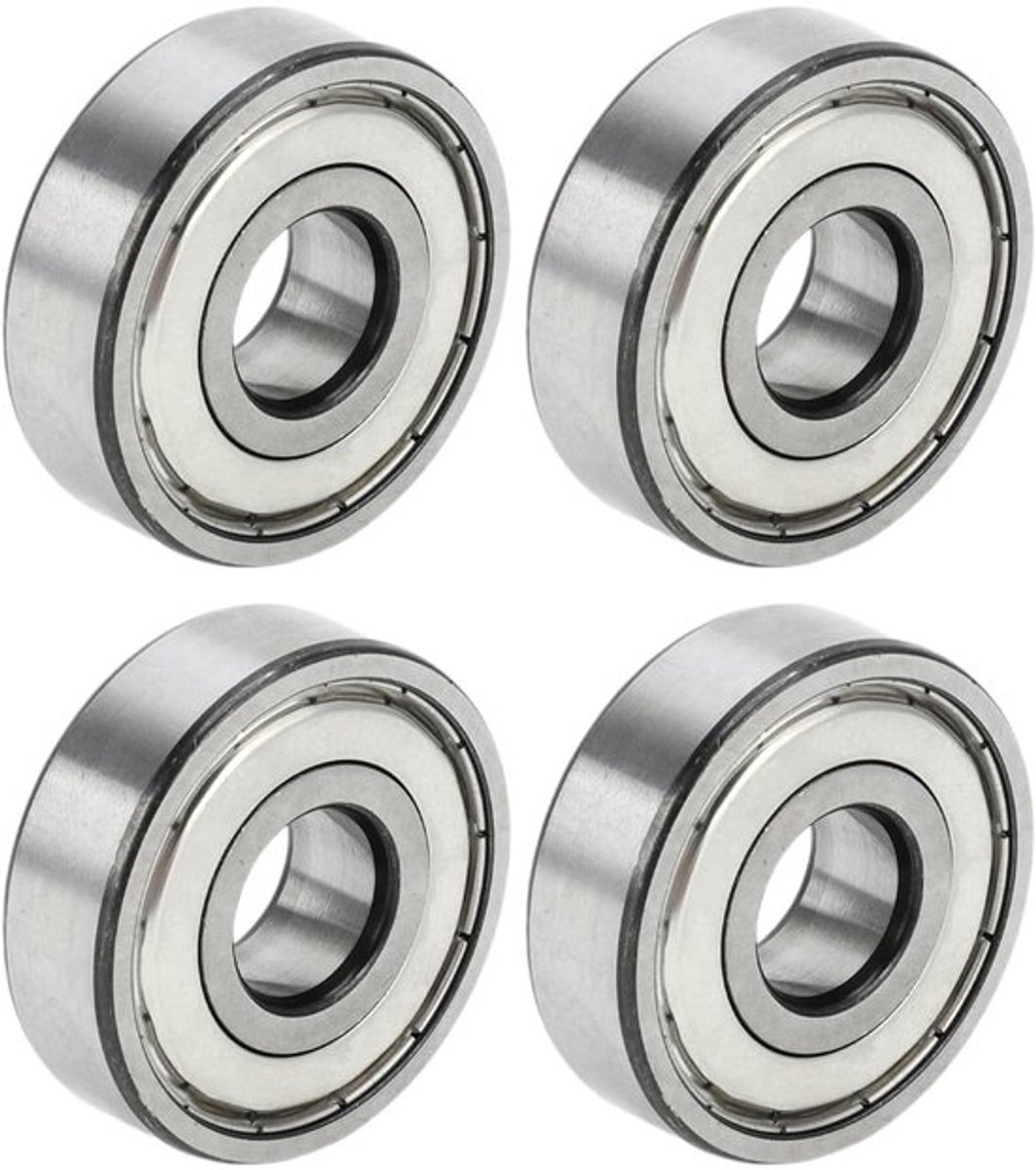 Diepe groefkogellagers P6 15x42x13mm zilverkleurige gesmeerde lagers - scooter skateboard wiel - set van 4 Skateonderdeel kopen online