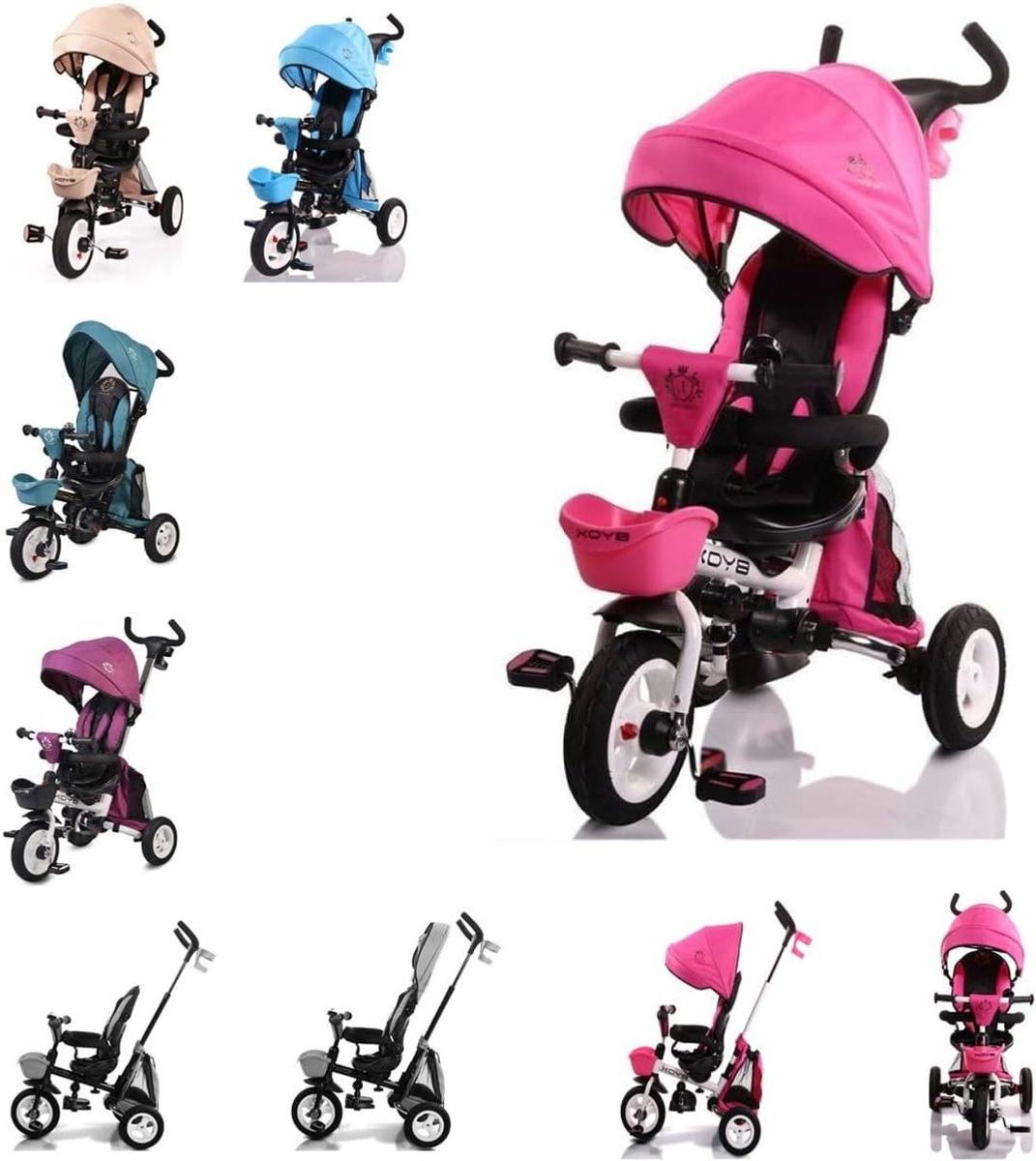 Driewieler 3-in-1 - Kinderfiets - Kind Vermaak - Inklapbaar Ontwerp - 75 x 52 x 110 cm - Roze Driewieler kopen online