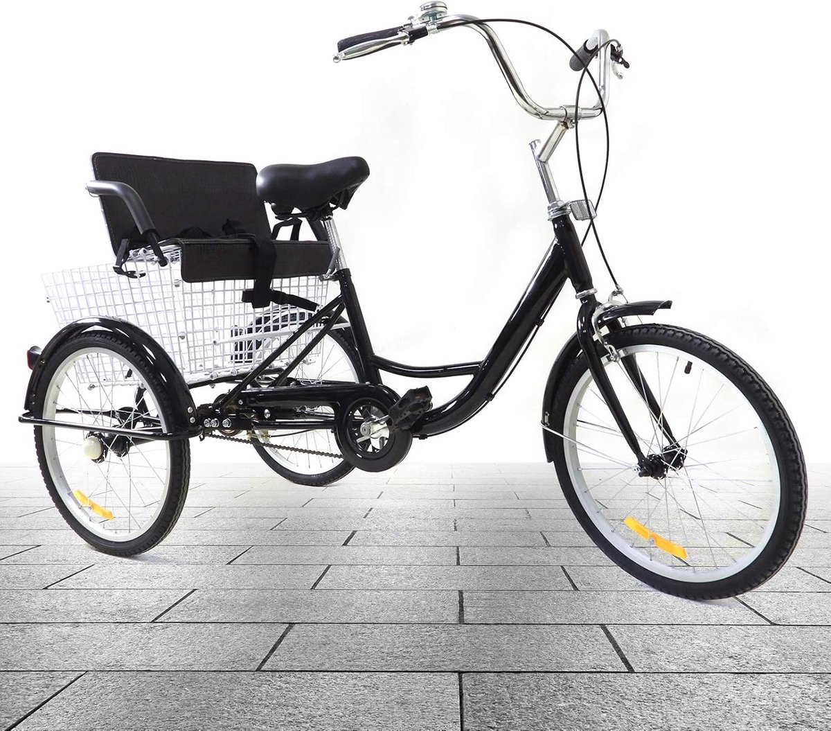 driewieler voor volwassenen driewieler fiets boodschappen en recreatie inklapbare mand 20 inch wielen zwart