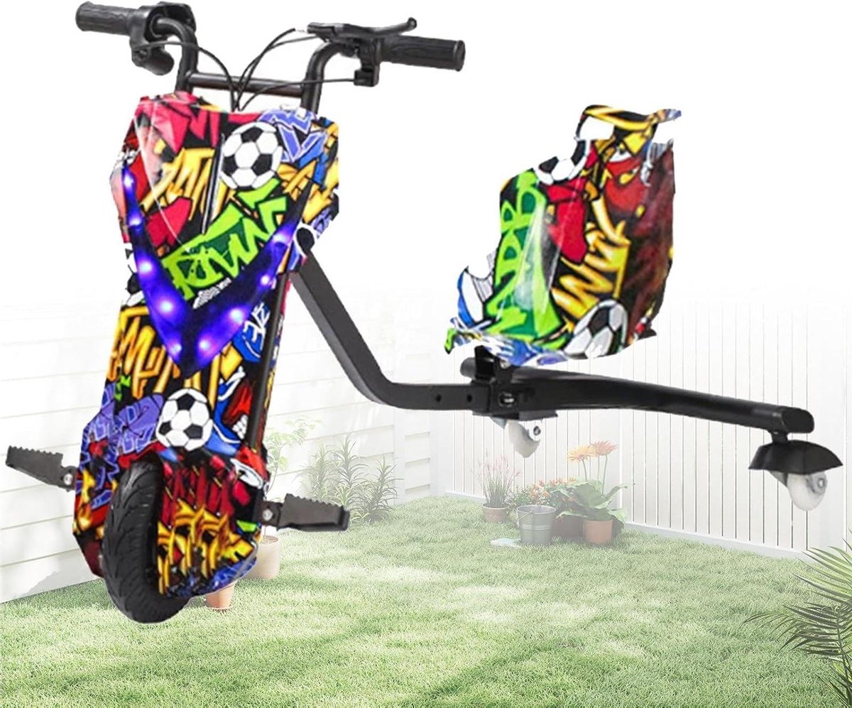 Drift Trike Kinderdrift Step,Step Voor Kinderen Vanaf 8 Jaar, Verstelbaar Design, Vergrote Voorwielen, Verstelbare Zitting, Achterwiel Met Verlichting, 8IN-M Kinderfiets kopen online