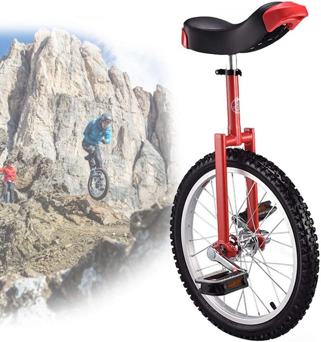 Eenwieler - Balansfiets - Evenwicht Oefenen - Antislip Bergbanden - 18 inch - Rood Eenwieler kopen online