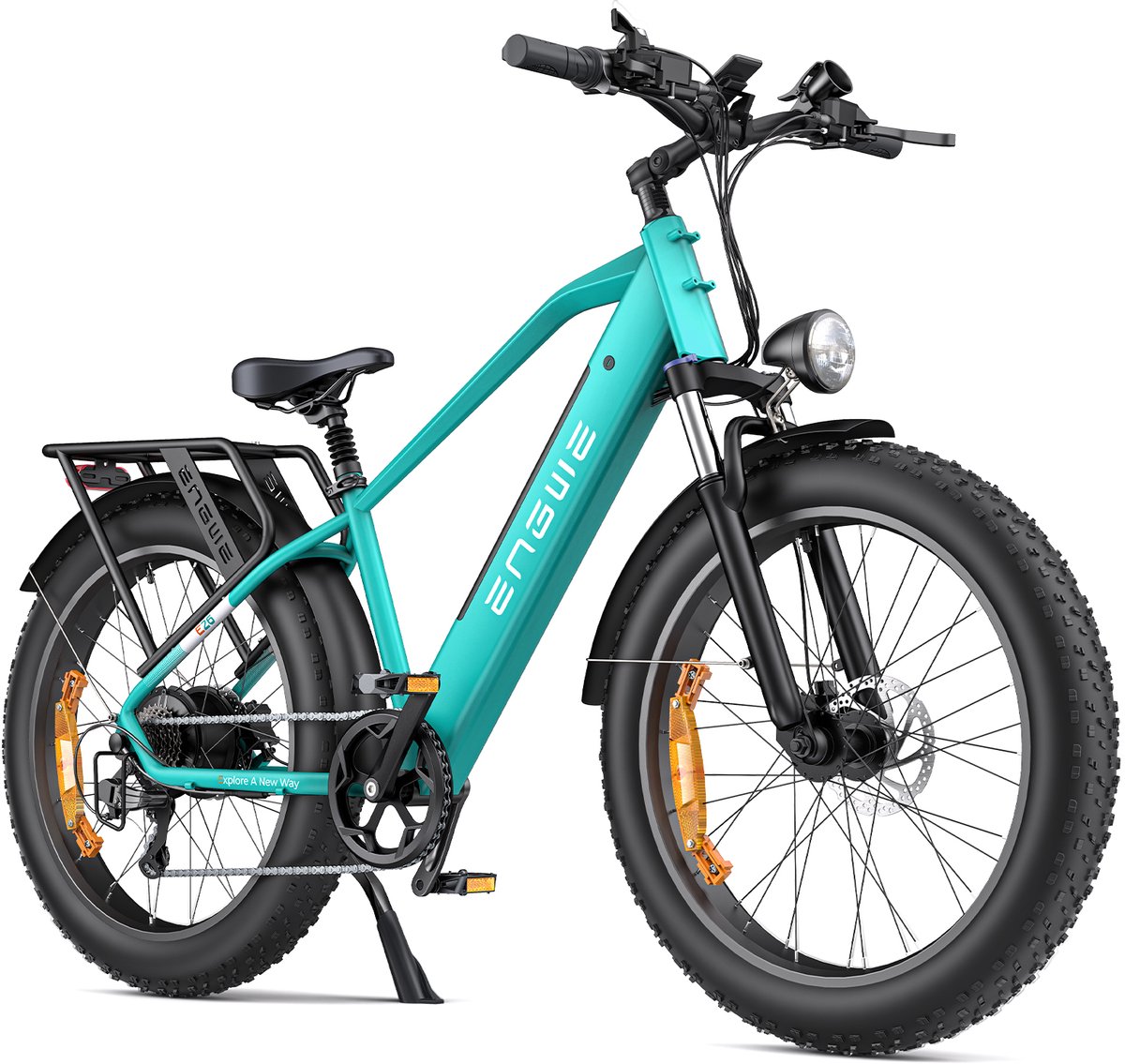 ENGWE E26 Fatbike Elektrische Fiets 26x4.0 Inch – 250W Motor – 48V 16Ah Accu – Voorvorkvering – Shimano 7 Speed – Max 25 km/u – Tot 140 km Bereik – Voor Sneeuw, Zand & Offroad, Groen Fiets (elektrisch) kopen online