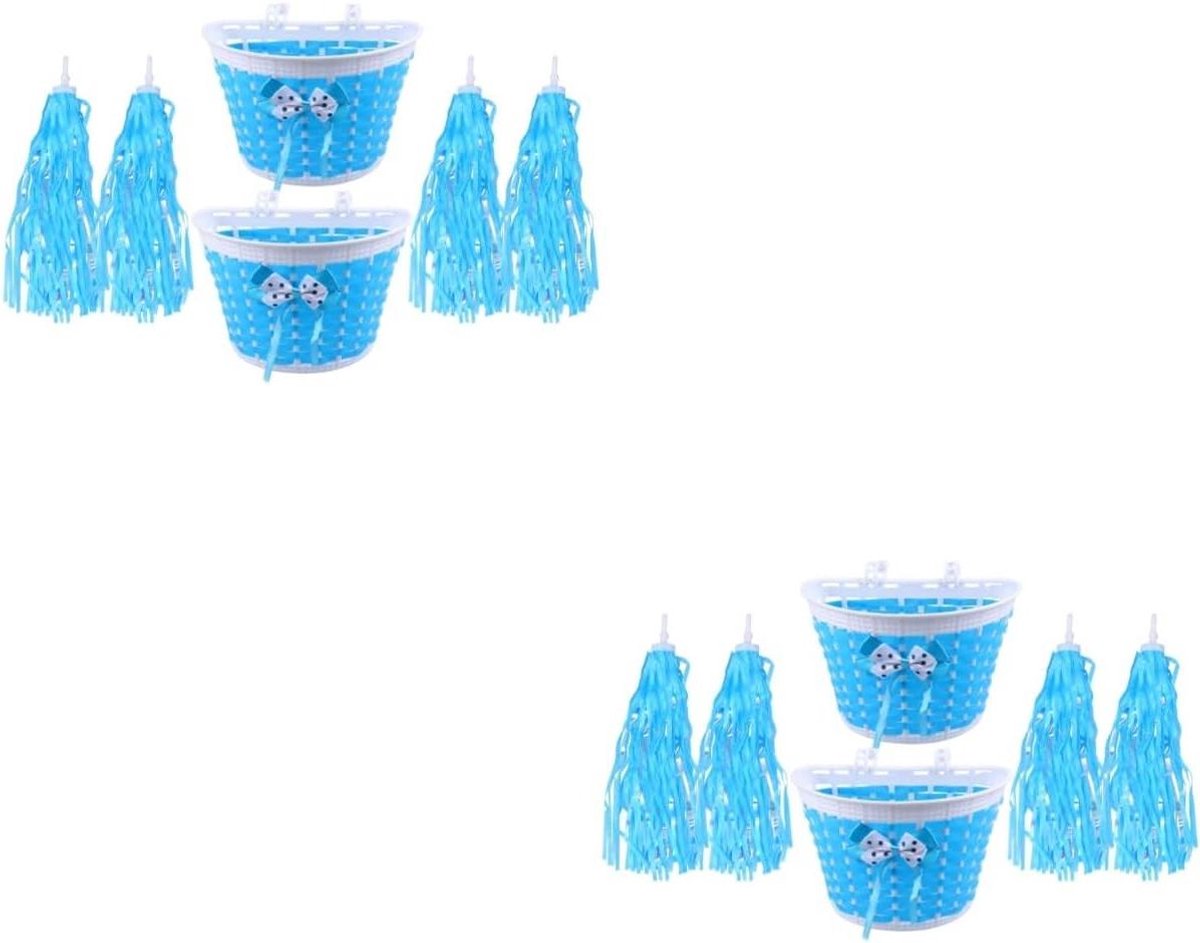 fiets decoratie set kinder accessoires fiets versieren inclusief mandje 21x13cm blauw