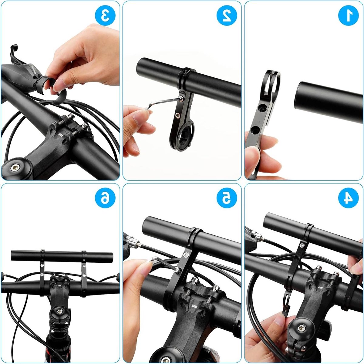 Fiets Handvat Verlenging 20cm van Aluminium met Dubbele Klem voor Accessoires zoals Fietslicht en GPS Fiets kopen online