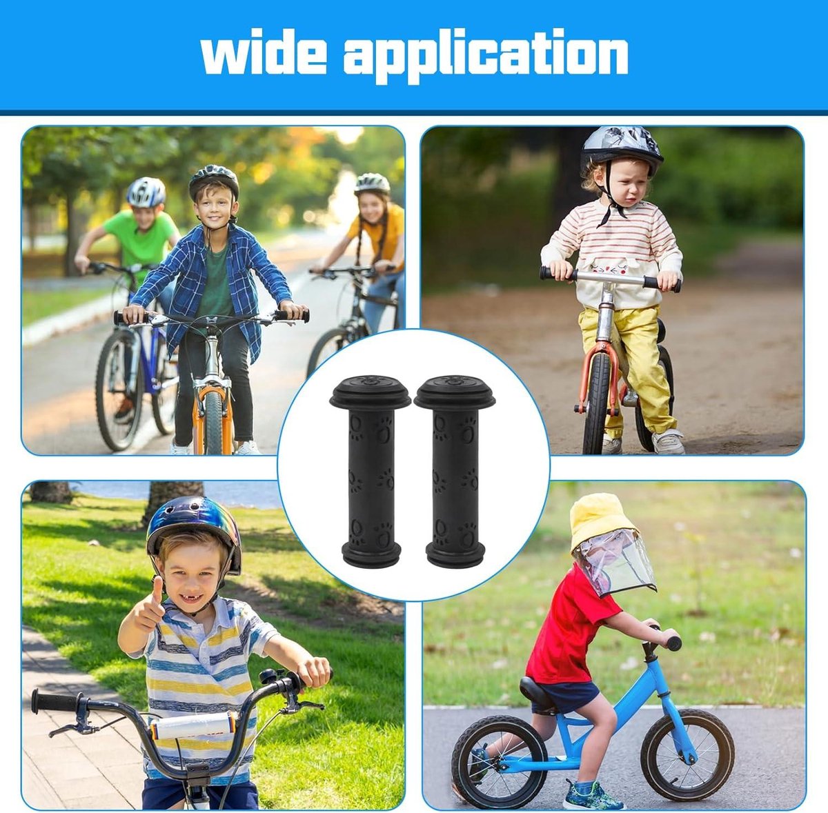 Fietshandgrepen voor kinderen - 22 mm - 2 paar - Stootbescherming - Accessoires - Zwart/blauw/roze/rood/paars - Geschikt voor step, driewieler en loopfiets. Driewieler kopen online