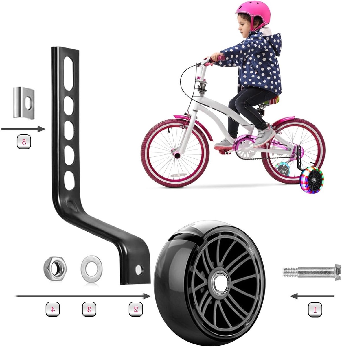 Fietssteunen voor Kinderen met Verbrede Verlichte Wielen, Universele Stabilizers voor 12-20 Inch Fietsen, Ideaal voor Veilig Fietsen en Ondersteuning Kinderfiets kopen online