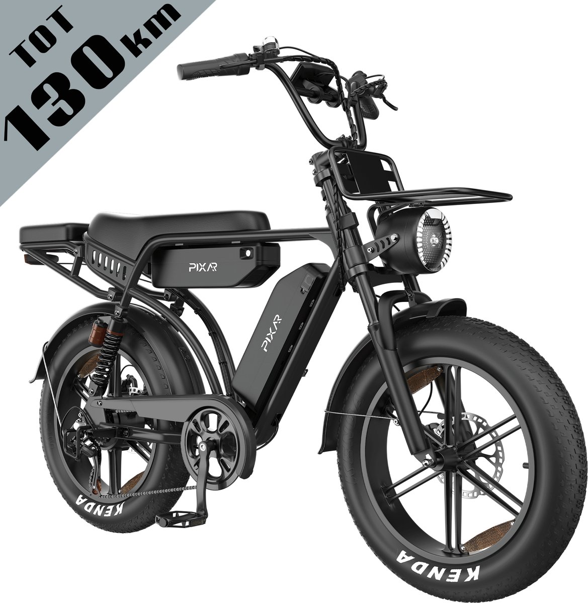 Galaxy M9 Elektrische Fatbike 20 x 4.0 Inch - Tot 130 km Bereik - Dubbele 35Ah EVE Accu - 250W Motor - Shimano 7 Versnellingen - Hydraulische Schijfremmen - Voor- en Achtervering - LCD Display met NFC-zwart Fiets (elektrisch) kopen online