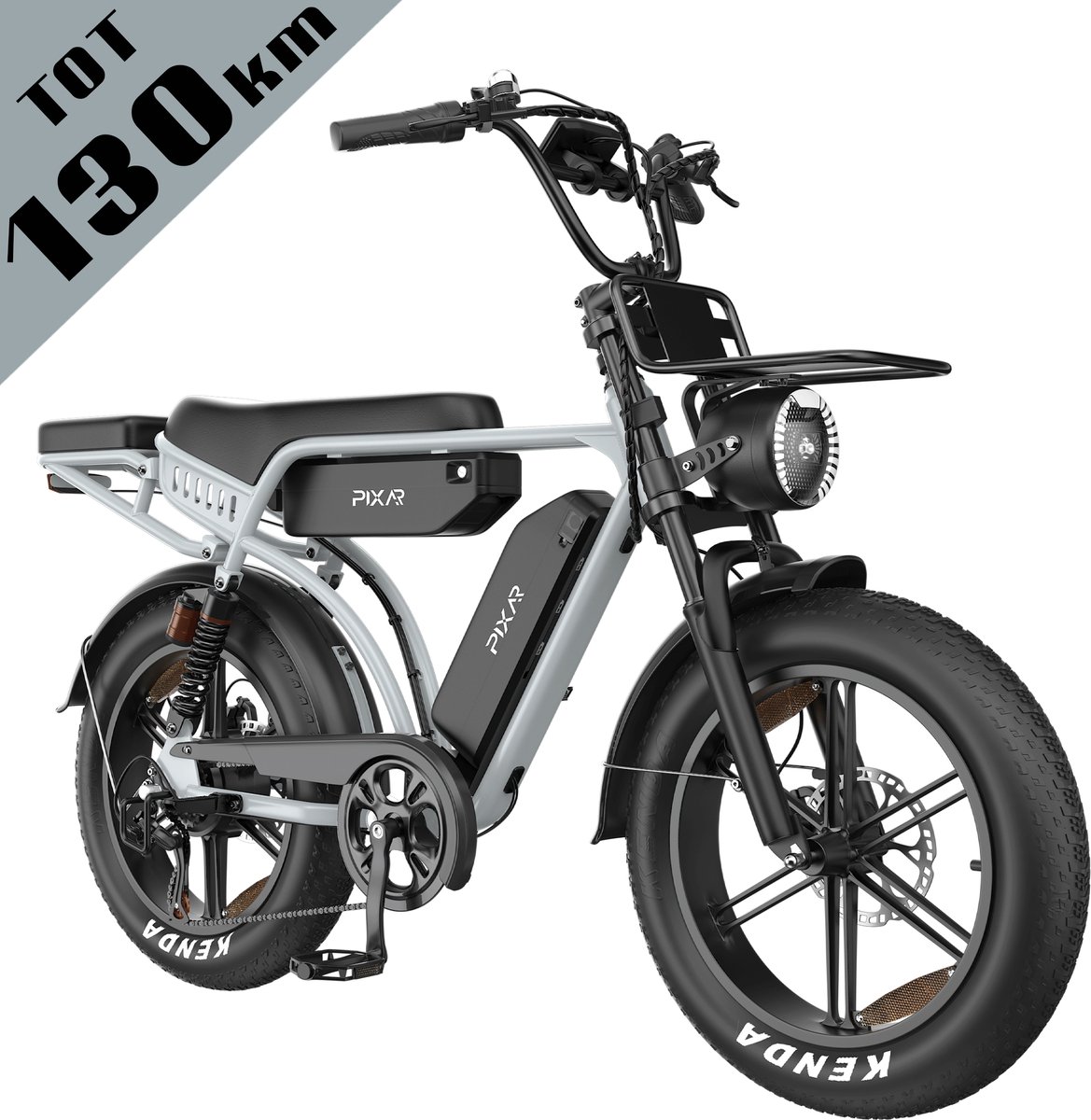 Galaxy M9 Elektrische Fiets 20 Inch Fatbike - Dubbele 35Ah EVE Accu - Tot 130 km Bereik - 250W Motor - Hydraulische Schijfremmen - Shimano 7 Versnellingen - LCD Display met NFC-Grijs Fiets (elektrisch) kopen online