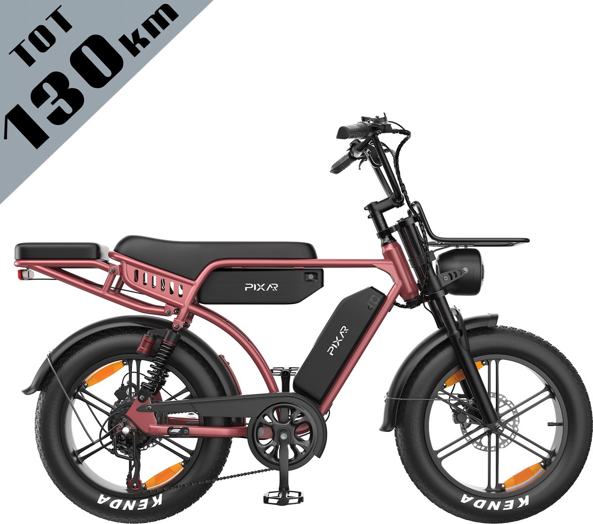 Galaxy M9 Elektrische Fiets 20 Inch Fatbike - Dubbele 35Ah EVE Accu - Tot 130 km Bereik - 250W Motor - Hydraulische Schijfremmen - Shimano 7 Versnellingen - LCD Display met NFC-Roze Fiets (elektrisch) kopen online