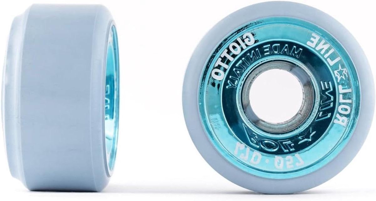 giotto rolltop set schaatsrollen kunstschaatsen metallic zilveren sidewall 8 stuks 47 57 mm zilver