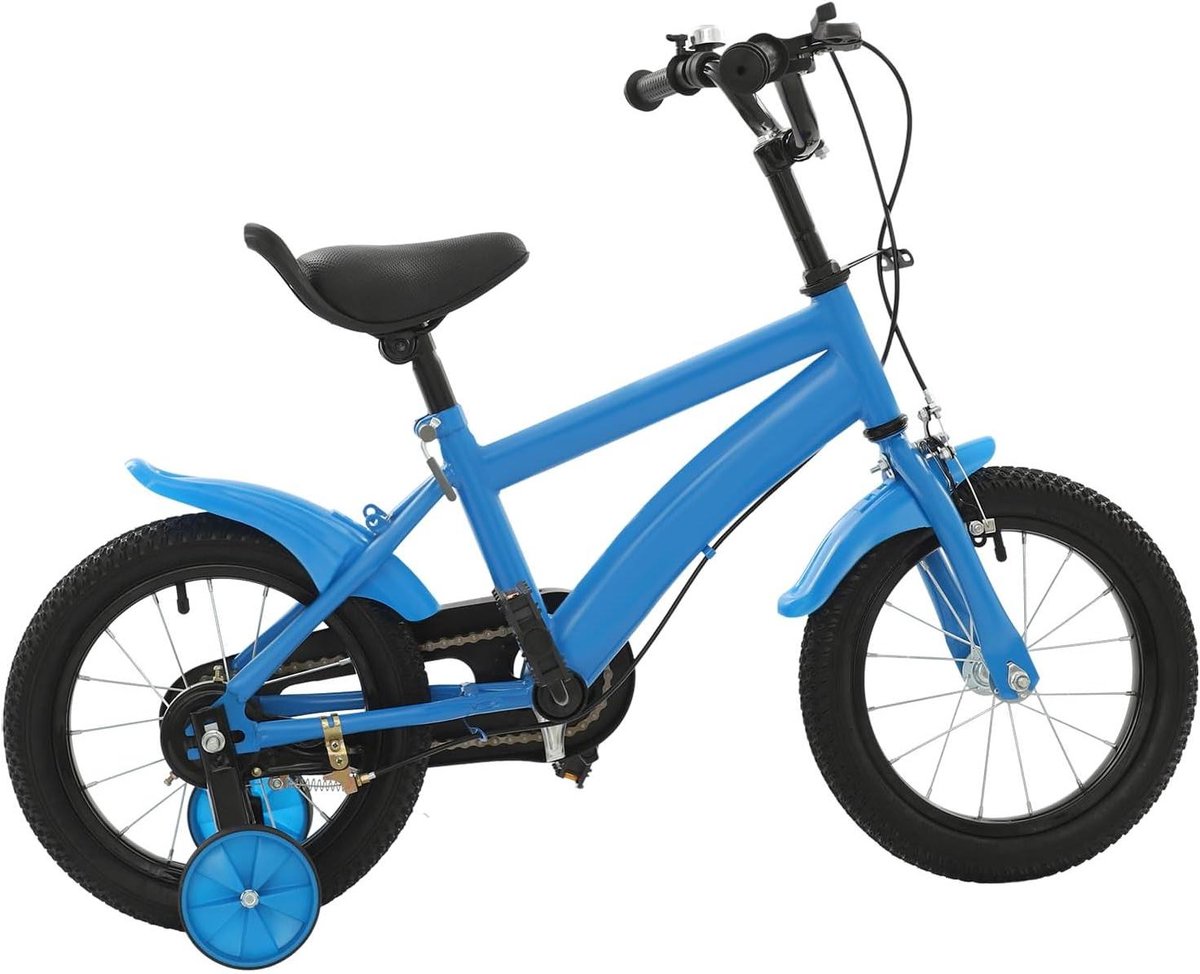 HESEURYU 14 inch kinderfiets, kinderfiets met twee steunwielen, leerfiets voor kinderen, verstelbare zit- en armleuninghoogte, jongens- en meisjesfietsen, geschikt voor beginners Kinderfiets kopen online