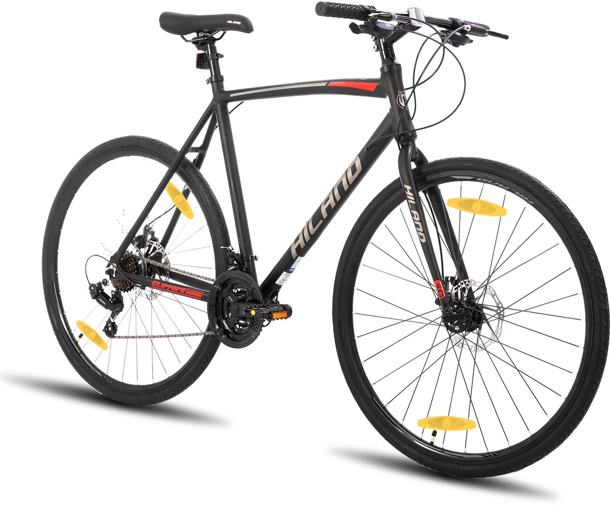 hh hiland hybrid fiets 700c 21 versnellingen racefiets stadsfiets mechanische schijfremmen heren dames commuter bike