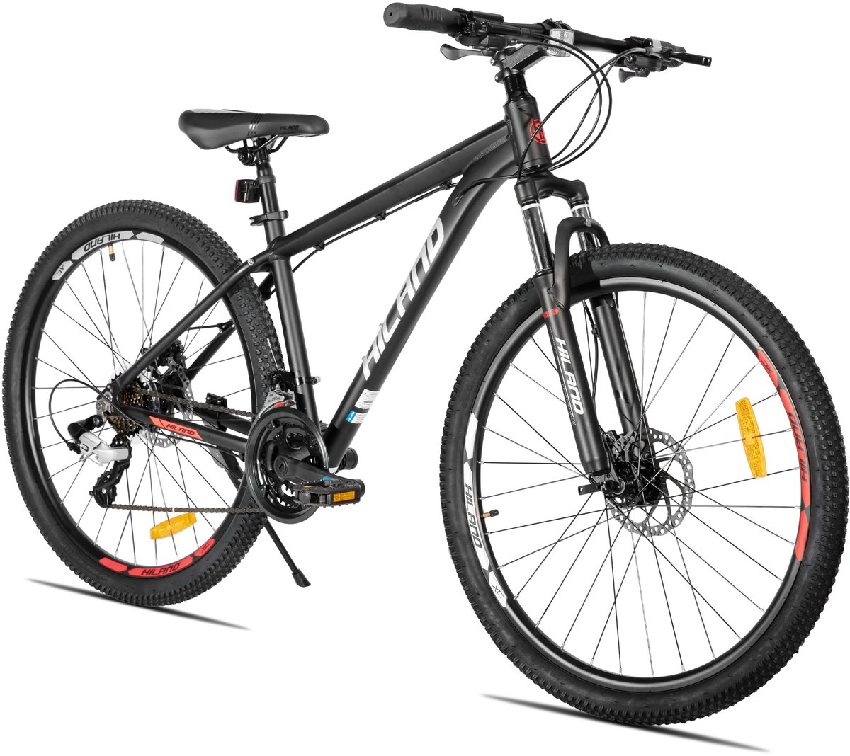 hiland bedrock mountainbike 27 5 inch 24 versnellingen shimano hydraulische schijfremmen aluminium frame matzwart