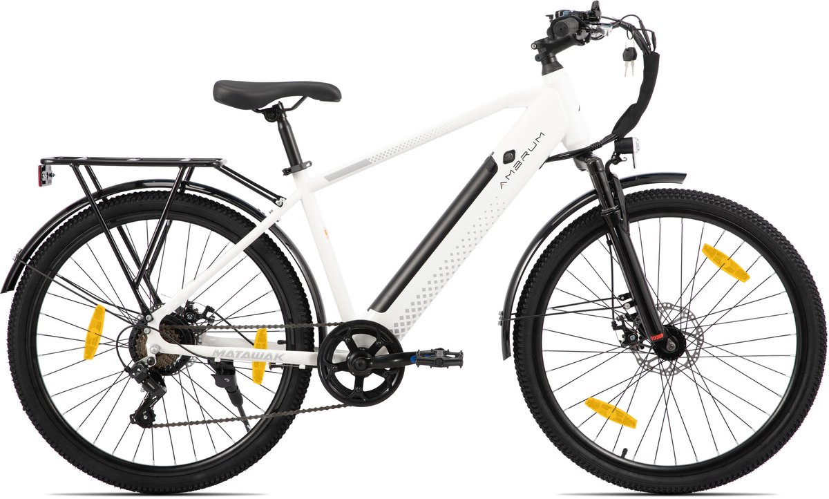 HILAND Matawak elektrische stadsfiets - 26 inch - 250W motor - 60km actieradius - 36V 10.4Ah accu - Shimano 7-versnellingen - Unisex - Wit Fiets (elektrisch) kopen online