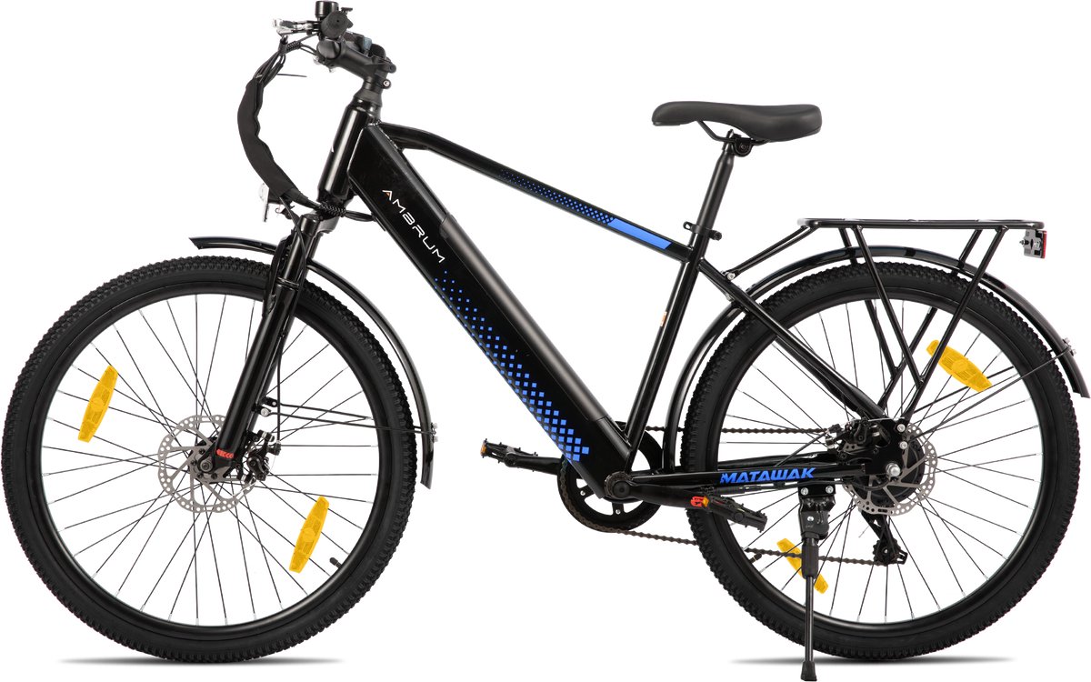 HILAND Matawak elektrische stadsfiets - 26 inch - 250W motor - 60km actieradius - 36V 10.4Ah accu - Shimano 7-versnellingen - Unisex - Zwart Fiets (elektrisch) kopen online