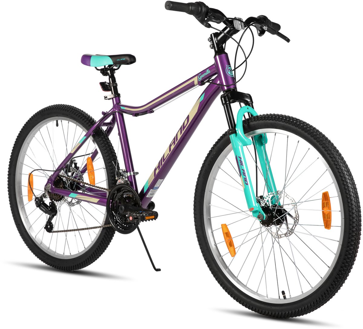 HILAND Mountainbike Dames - 26 Inch - 18 Versnellingen - Lichtgewicht Aluminium Frame - Verende Voorvork - Dubbele Schijfremmen Fiets kopen online