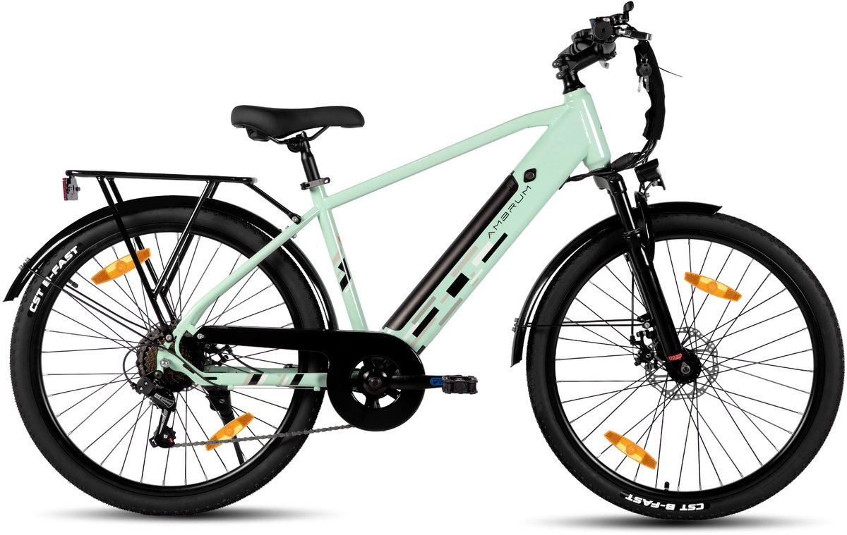 HILAND Rhythm elektrische stadsfiets - 26 inch - 250W motor - 60 km actieradius - 36V 10.4Ah accu - Shimano 7-versnellingen - Unisex - Groen Fiets (elektrisch) kopen online