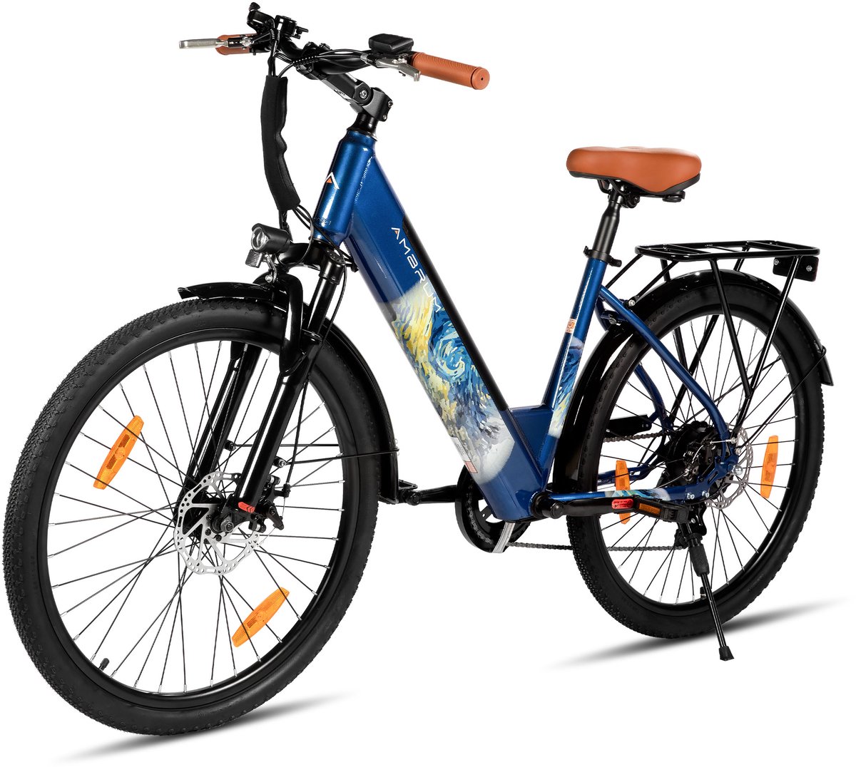 hiland starry elektrische stadsfiets 26 inch 250w motor 60 km actieradius 36v 10 4ah accu shimano 7 versnellingen unisex blauw