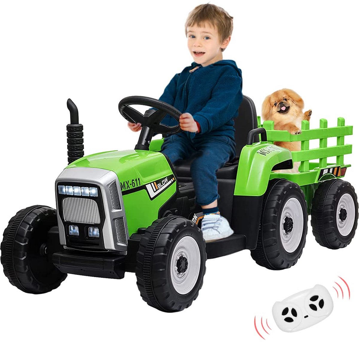 hoerfuriy elektrische kinderauto elektrische tractor voor kinderen 12v elektrisch voertuig met 6 banden 2 4g afstandsbediening 3 8 km u voor kinderen vanaf 3 jaar groen