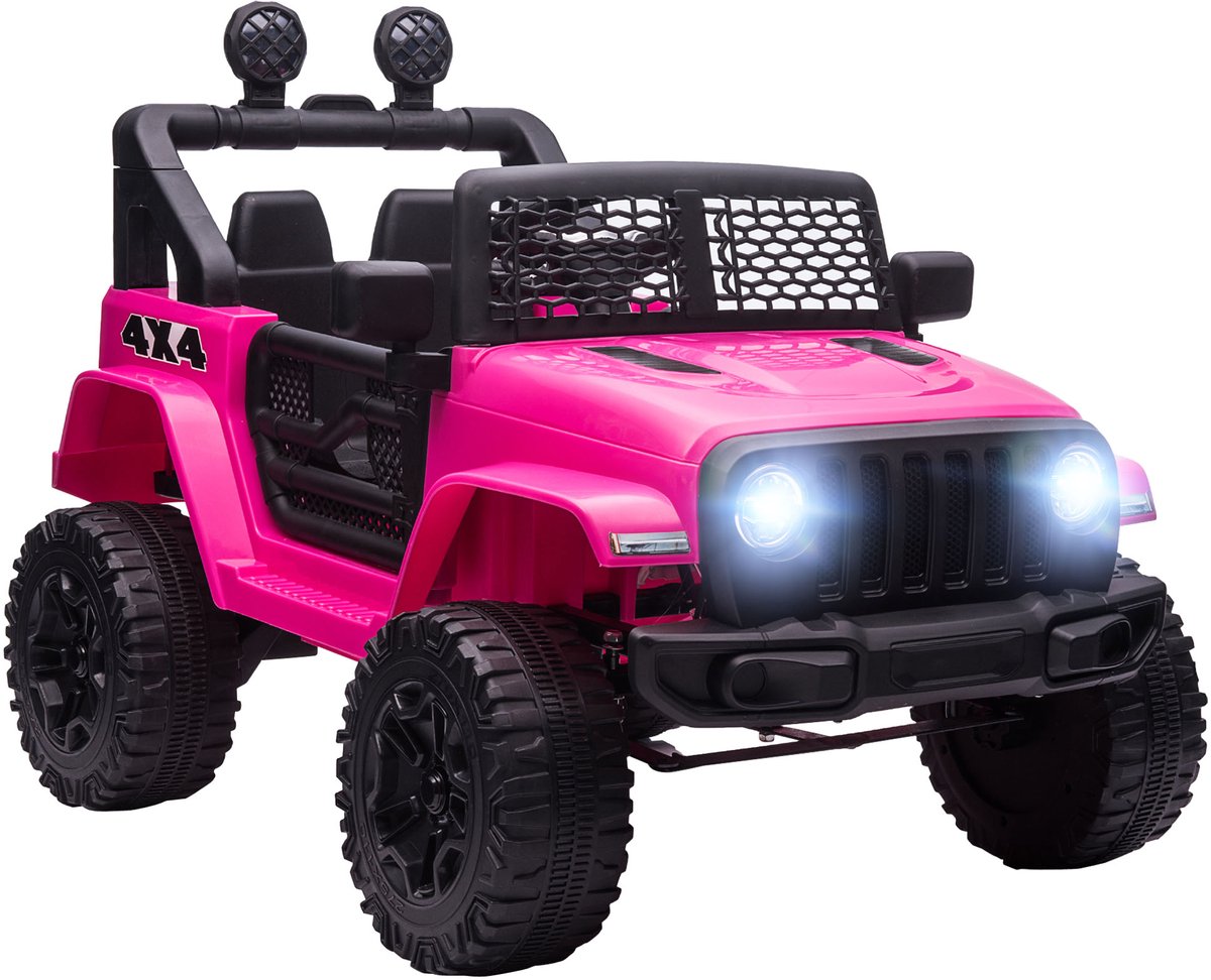 homcom kinderen elektrisch off road speelgoedtruck kunststof metaal 100l x 65b x 72h cm roze
