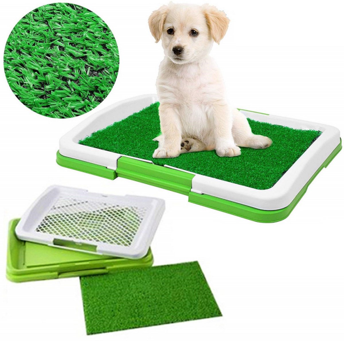 Hondentoilet Trainingsmat met Kunstgras – 3 Laags Systeem – Puppy Toilet – Plasmat voor Hond Fiets kopen online