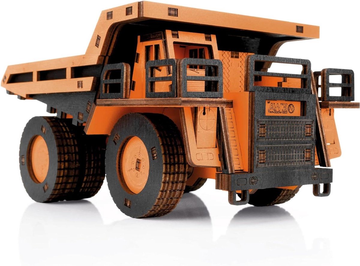 Houten Kiepwagen - Houten Puzzel Bouwpakket - Creatief Spelen - Interactieve Functies - 144 Stukjes - Tweekleurig Speelgoedkruiwagen kopen online