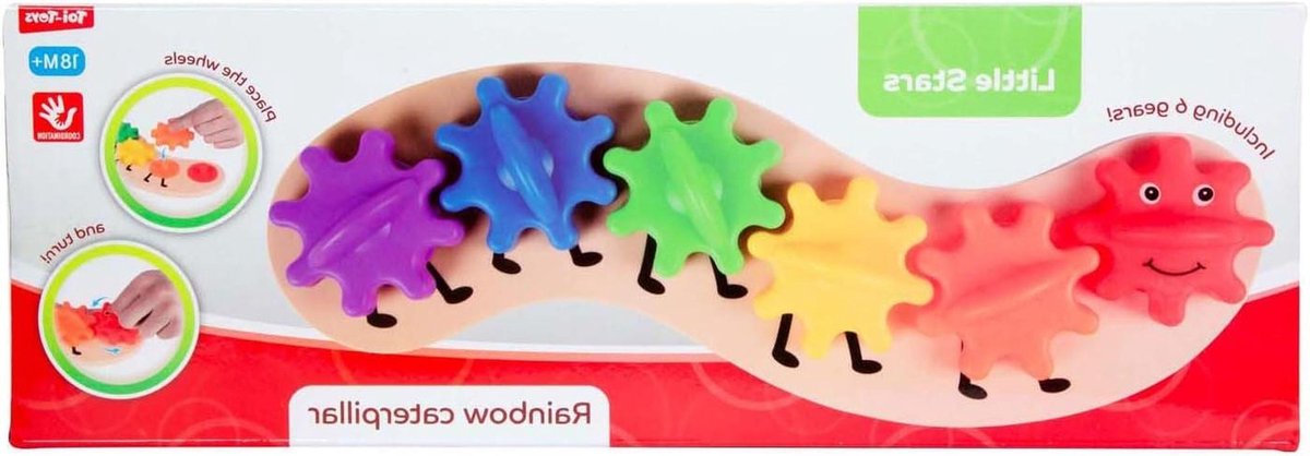 Houten Rups Speelgoed - Educatief Speelgoed Rups - Motoriek Ontwikkelen - Draaiende Tandwielen - 35 x 12 x 4 cm Speelgoedkruiwagen kopen online