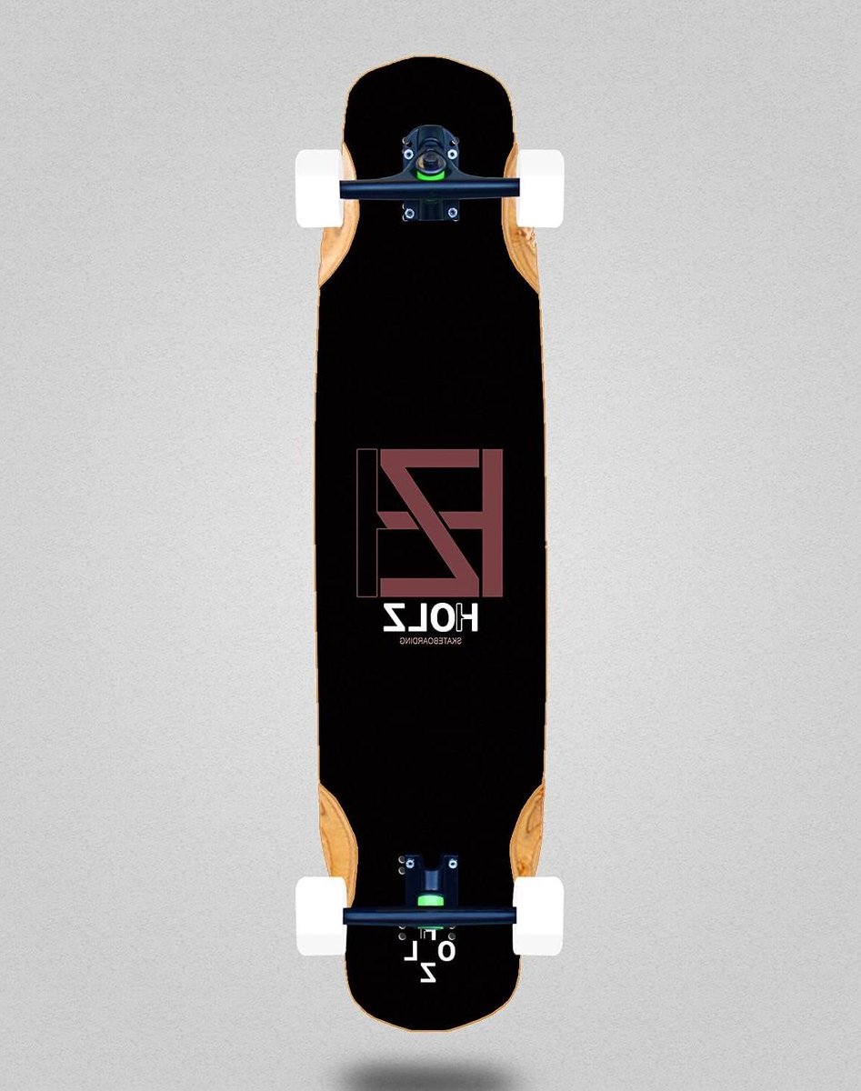 Houten Skateboard - Longboard Compleet - Buiten Cruisen - Mix Bamboo Constructie - 38x8.45 Inch - Basic Black Skateonderdeel kopen online