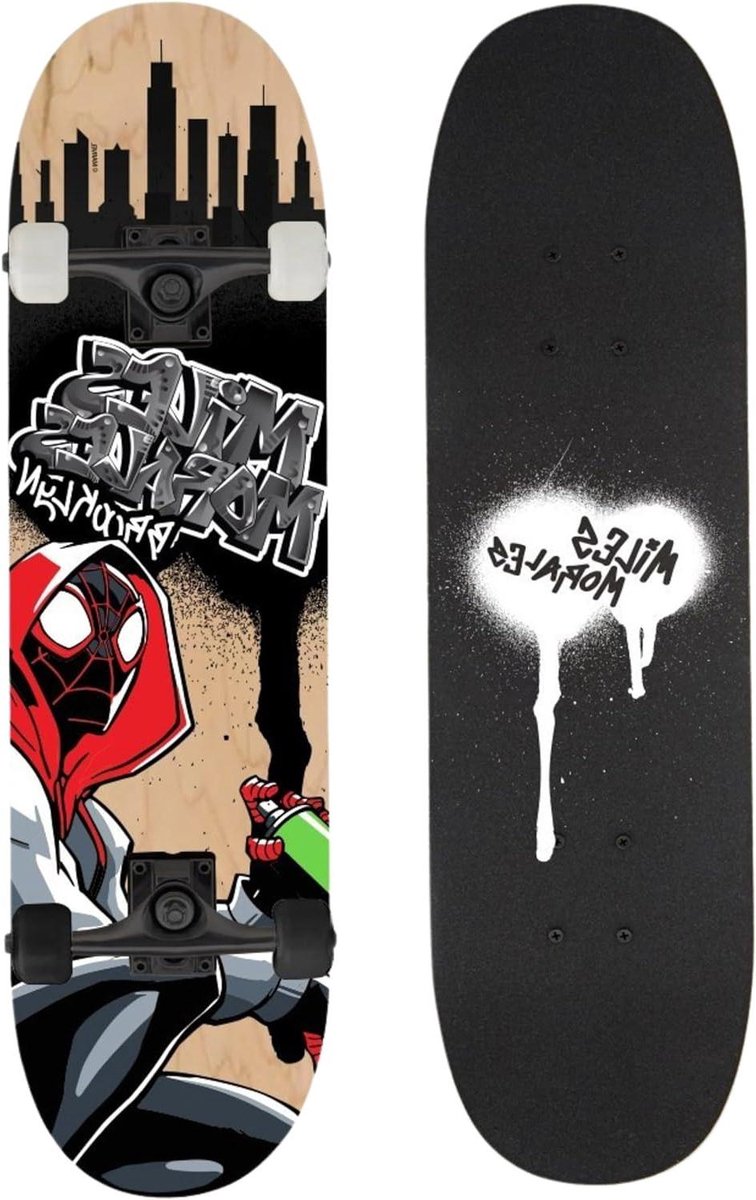 Houten Skateboard - Longboard Jongeren - Skeeleren Buiten - Antislip Deck - 79 cm - Spider-Man Miles Morales Skateonderdeel kopen online
