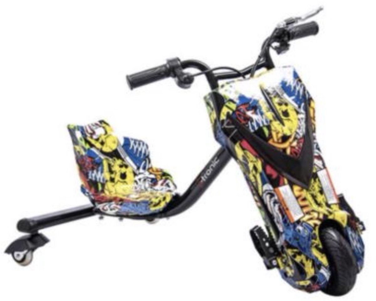 I-tronic - Elektrische Drift Trike Kart 250W 36V Versie 2.0 Graffiti Geel - Achter vering - LED wieltjes Drift Trikes kopen online