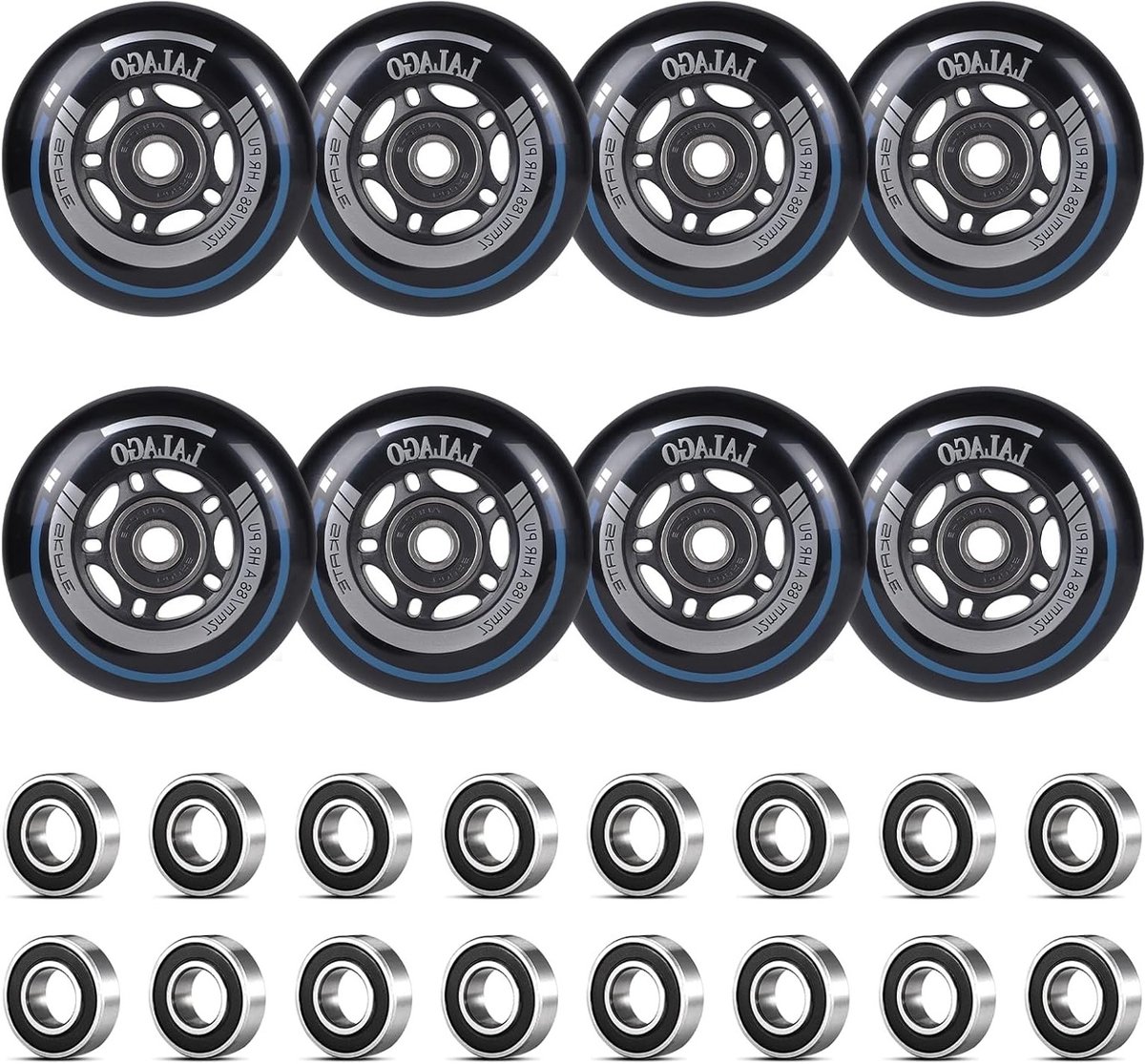Inline Skate Wielen 72 mm - 8 Stuks 88A Hardheid, ABEC 9 Lagers voor Buiten en Binnen Skaten Skateonderdeel kopen online