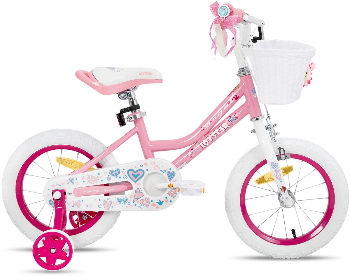 JOYSTAR Angel Meisjesfiets - Verschillende Maten 12 Inch - Met Zijwieltjes - Handrem - Inclusief Mandje - Roze - Geschikt voor buitenactiviteiten in de lente Kinderfiets kopen online