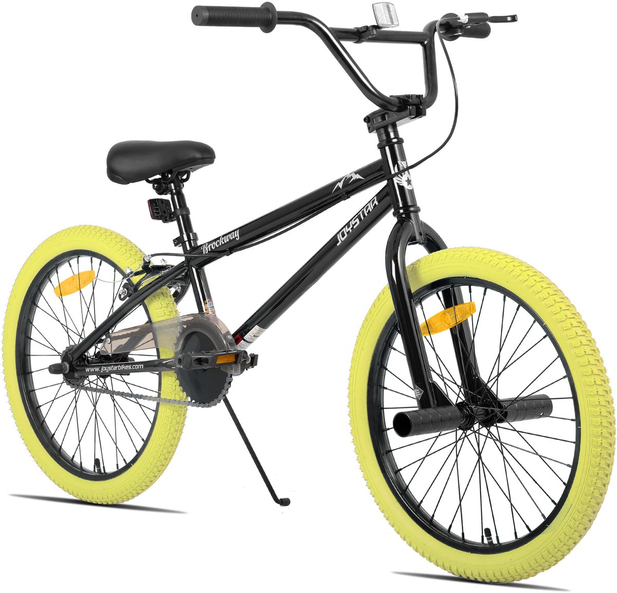 Joystar Brockway BMX-fiets - 20 inch - Handrem - Remmen - Achter V-brake - Pegs - Geel - Geschikt voor buitenactiviteiten in de lente Fiets kopen online