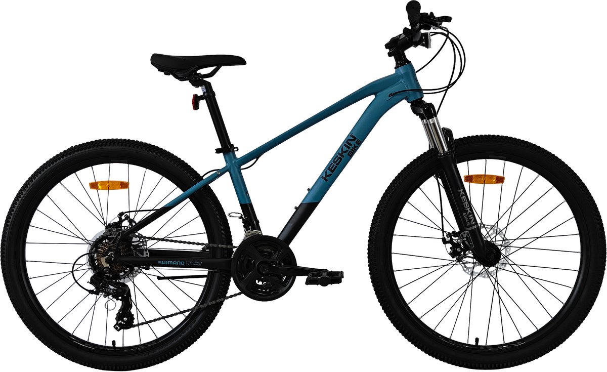 keskin bike mtb pro mountainbike 29 inch 21 versnellingen shimano framemaat 39 cm zwart blauw
