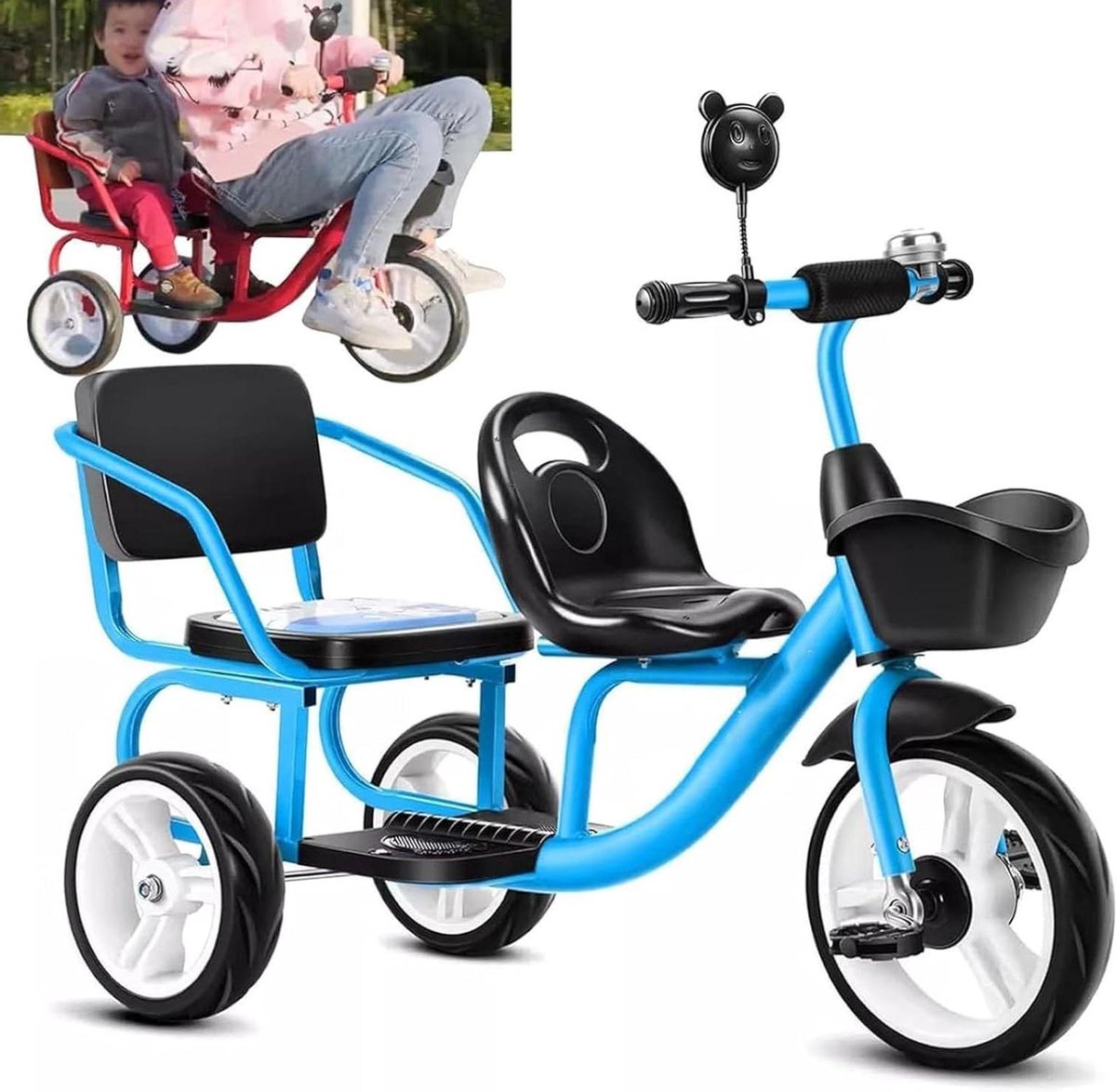 Kinderdriewieler - Dubbele driewieler - Buiten spelen - Groeit mee met kind - Tot 100 kg - Blauw Driewieler kopen online