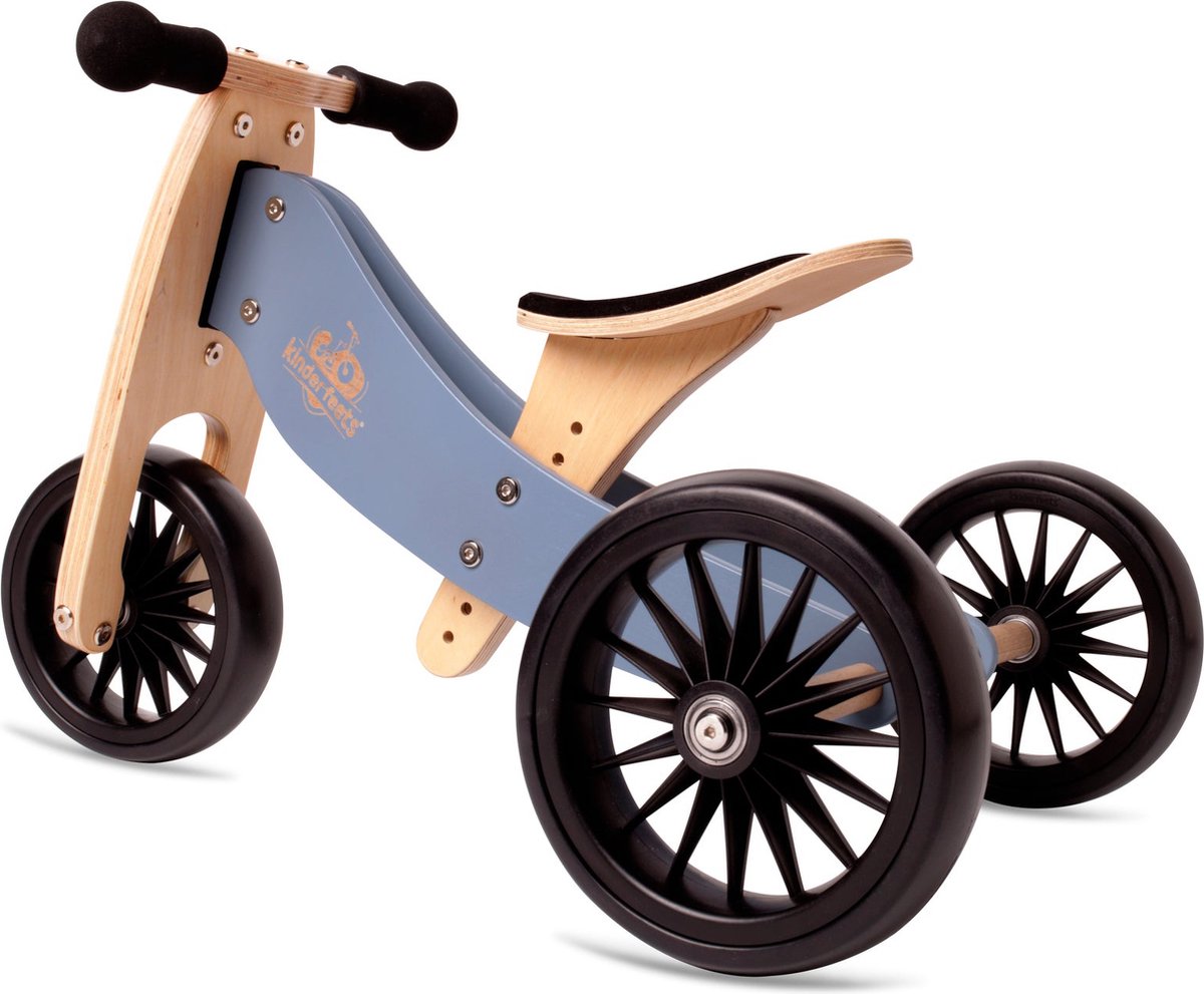 Kinderfeets 2-in-1 houten loopfiets & driewieler Tiny Tot Plus - Slate Blue Loopfiets kopen online
