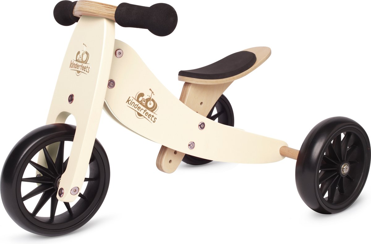 Kinderfeets 2-in-1 houten loopfiets & driewieler vanaf 1 jaar Tiny Tot - Cream Loopfiets kopen online