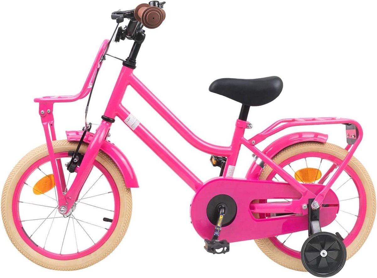 Kinderfiets 12 Inch - Avontuurlijke Fiets - Buiten Spelen - Stevig Stalen Frame - 85-100 cm Lengte - Donkerroze Kinderfiets kopen online