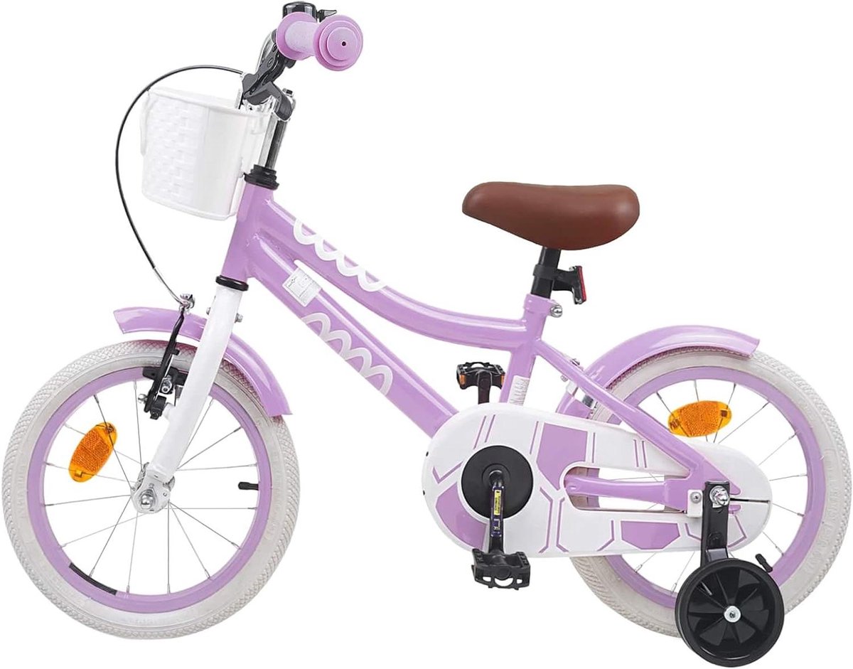 Kinderfiets 12 Inch - Jongensmeisjesfiets Peuterfiets - Leren Fietsen - Verstelbare Onderdelen - 85-100cm Hoogte - Paars Kinderfiets kopen online