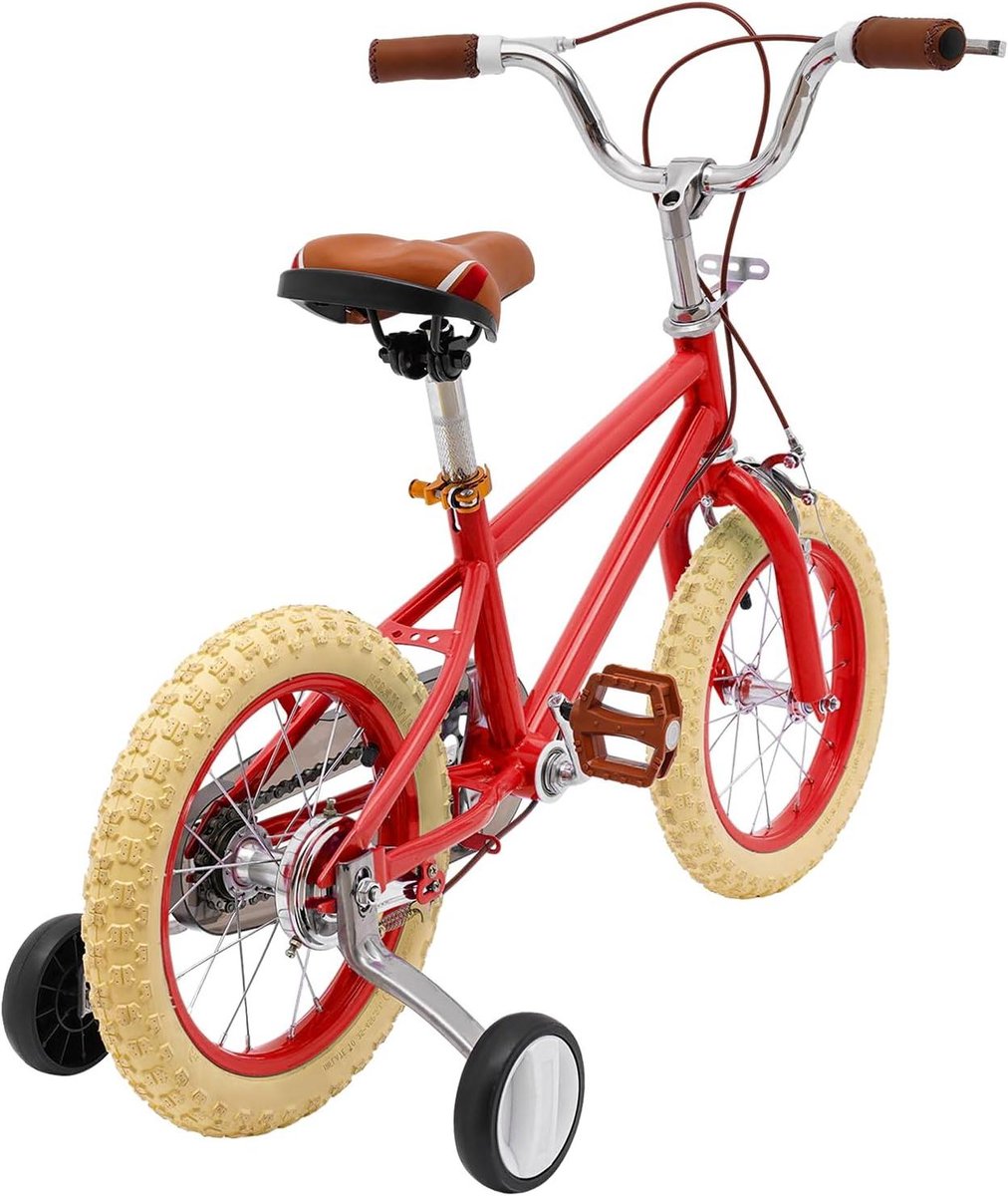 Kinderfiets 14 inch - Jongensfiets Meisjesfiets - Leren Fietsen - Met Poppenzitje - 14 inch - Rood Kinderfiets kopen online