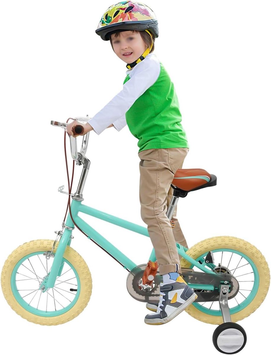 kinderfiets 14 inch opleidingsvoertuig leren fietsen dubbele remmen verstelbaar donkergroen
