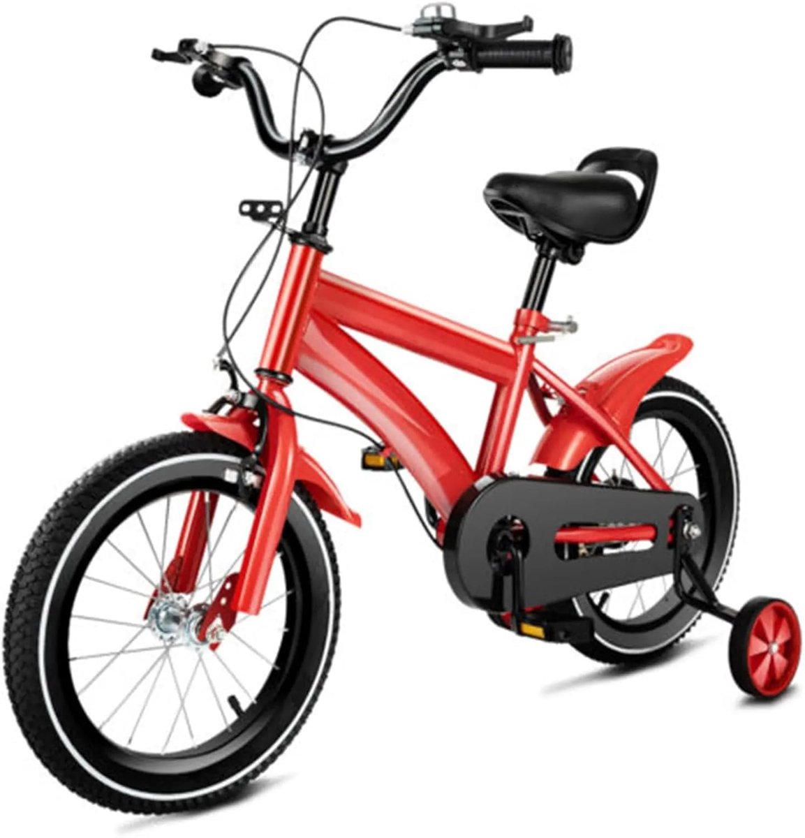 kinderfiets 14 inch rood zwart met zijwielen voor kinderen 3 jaar